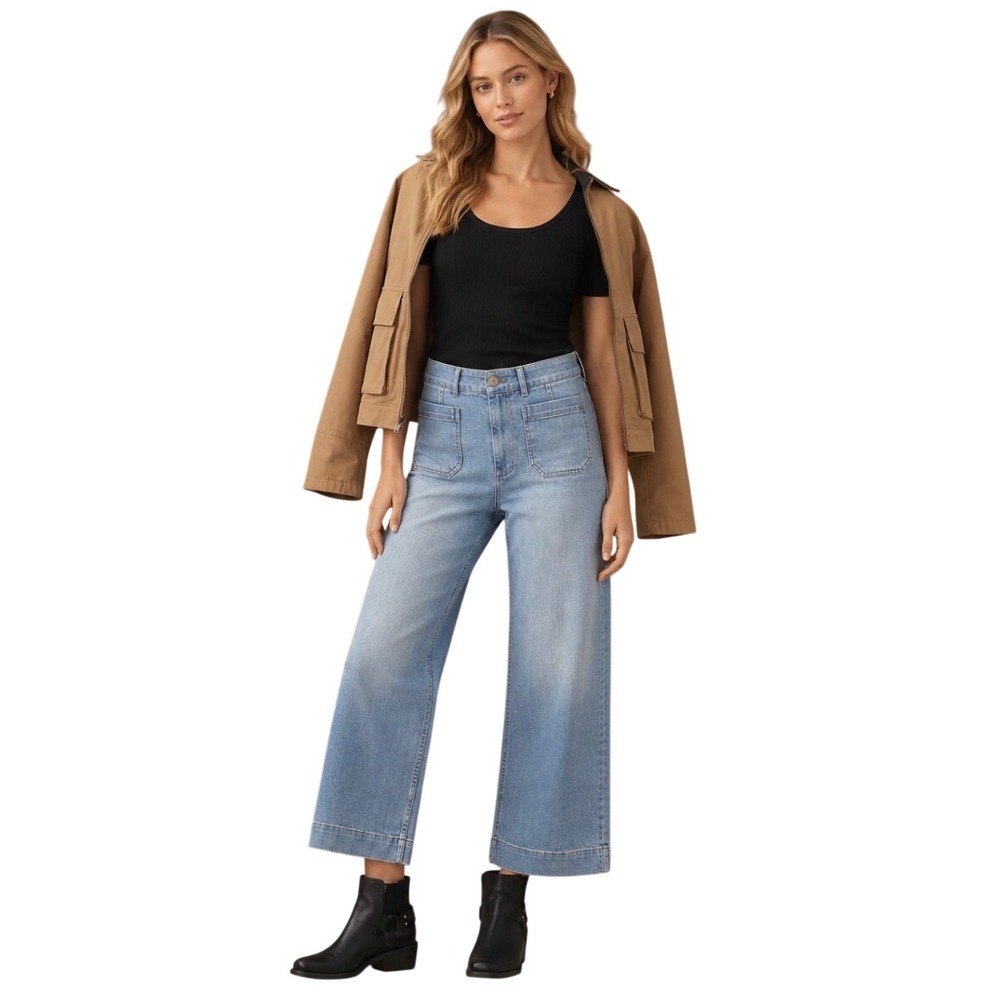 Maeve The Colette High-Rise Wide-Leg Jeans Light Wash Denim Size 26